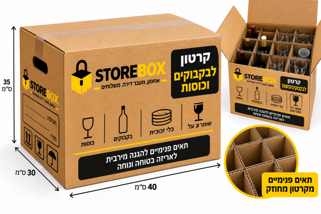קרטון לבקבוקים וכוסות